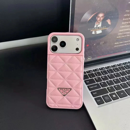 Prada iPhone 18 Pro Max / iPhone 17 Pro Case – Luxury Designer Leather Case Pink