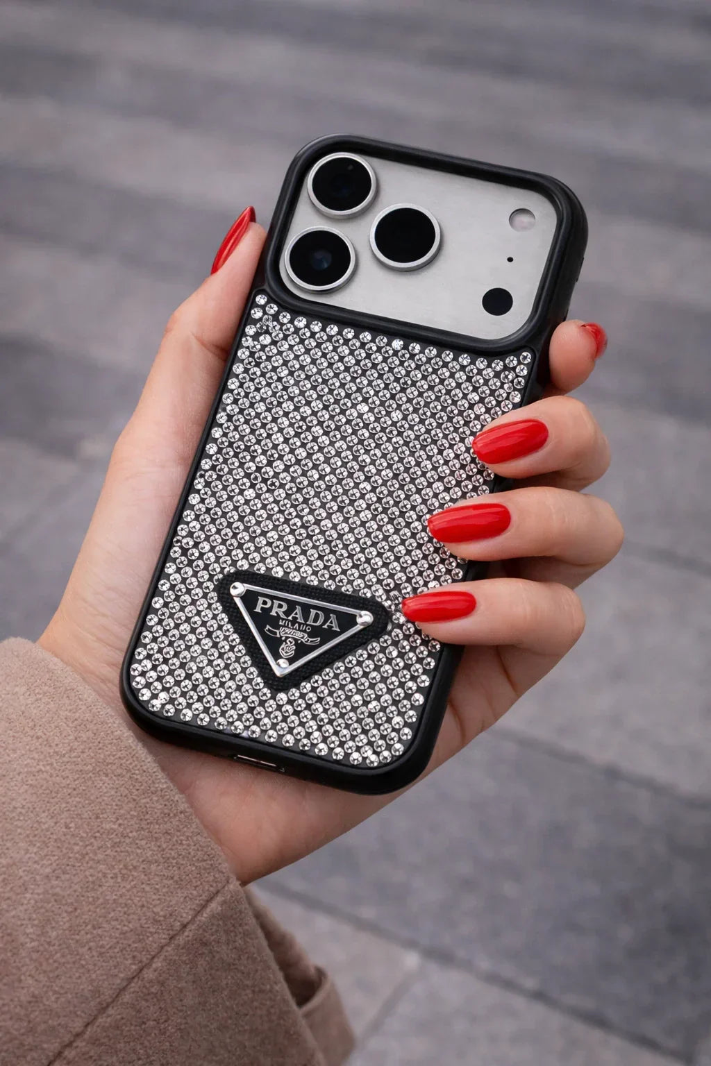 Crystal Gold iPhone 18 Pro Max Case – Quilted Luxury Rhinestone Designer-Style Cover