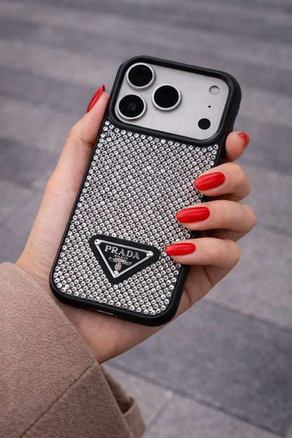 Crystal Gold iPhone 18 Pro Max Case – Quilted Luxury Rhinestone Designer-Style Cover