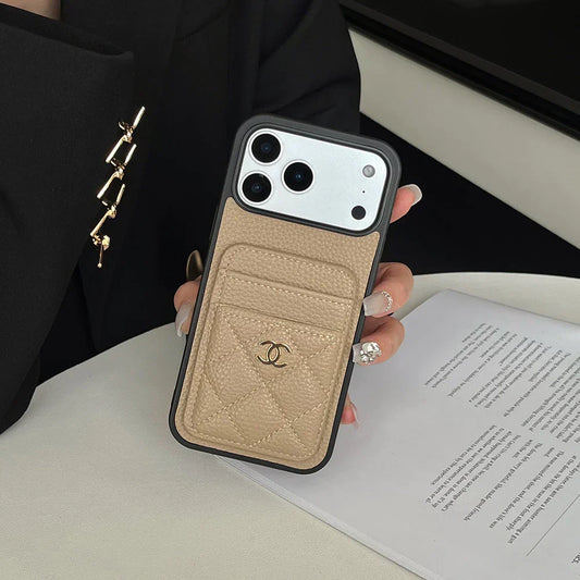 Leather Chanel iPhone 18 Pro Case With Card Holder